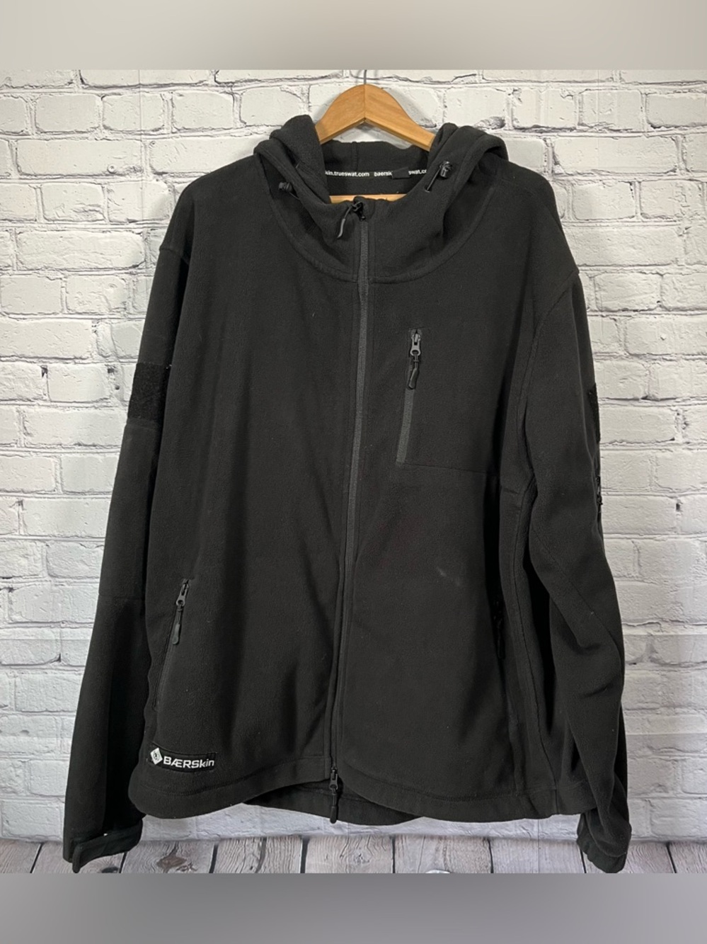 BAERSkin Tactical Fleece Jacket Mens Size 3XL Black Hooded Full Zip Heavyweight